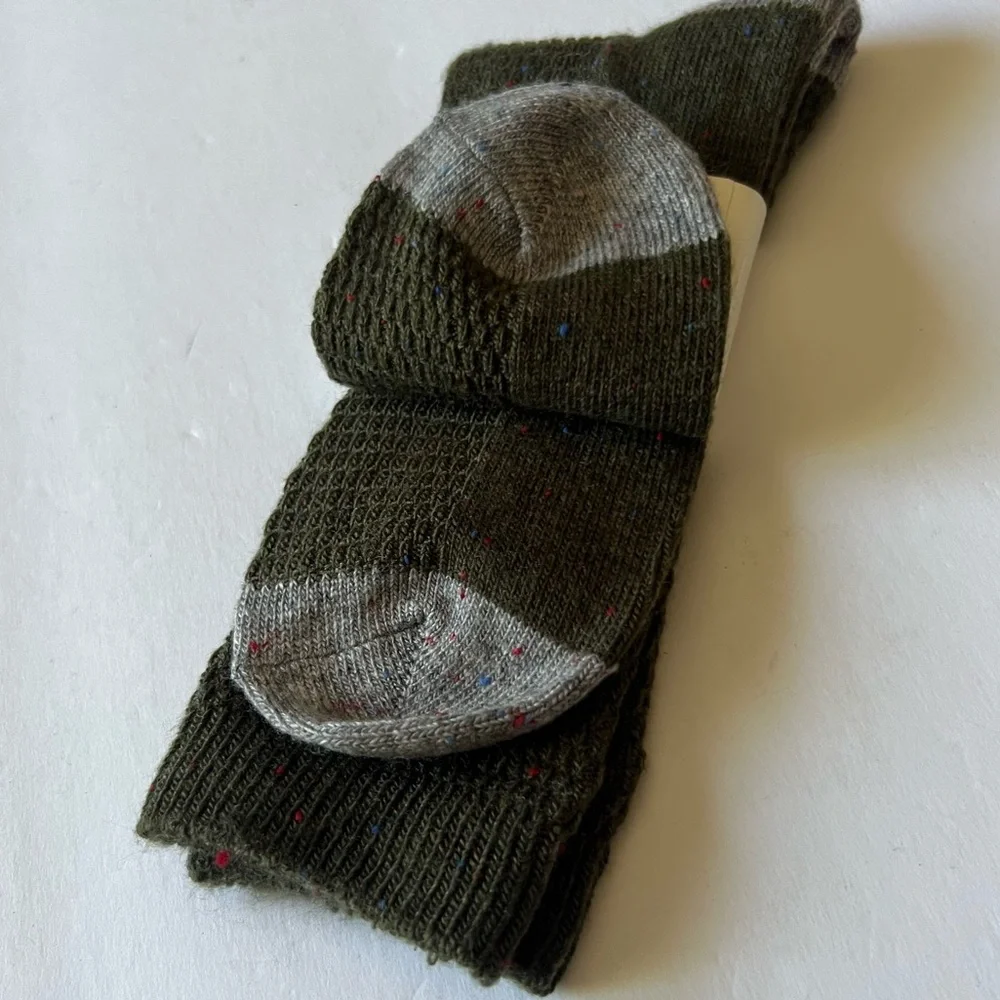 NORDSTROM MENS CREW SOCKS ACRYLIC/WOOL BLEND OLIVE HEATHER OS NWT